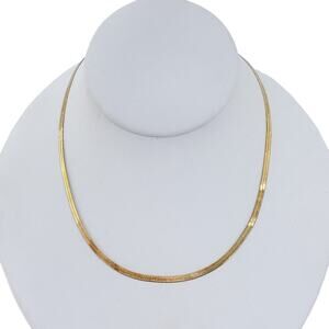 Estate Italy Gold-Tone Sterling Silver 925 2.8mm Herringbone Necklace 16"